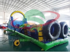 Popular Cartoon Bouncer Outdoor Sport Games Inflatable Palm Tree Obstacle For Adult