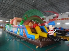 Popular Cartoon Bouncer Inflatable Obstacle Course Games In Pirate Theme