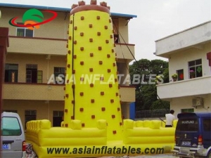 Attractive Yellow Tall Inflatable Sports Games Inflatable Climbing Wall For Fun & Interactive Sports Games