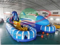 Cartoon Moonwalk Outdoor Adult Inflatable Air Plane Playground Obstacle Course For Sale