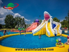 Inflatable Shark Water Slide with Pool