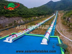 Inflatable double lane city slide