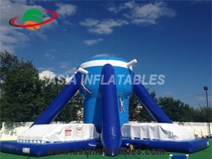 Blue Climbing Wall Massive Inflatable Rock Free Climb For Sale & Interactive Sports Games